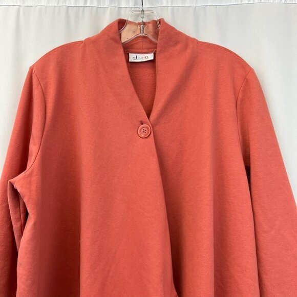 Denim & Co. Womens Cardigan Sweater Coral Long Sleeve V Neck Single Button M - Picture 2 of 11